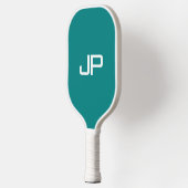 Blauwgroen de Naam van Kleurenmonogram Sjabloon Pickleball Paddle (Links)