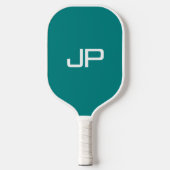 Blauwgroen de Naam van Kleurenmonogram Sjabloon Pickleball Paddle (Voorkant)