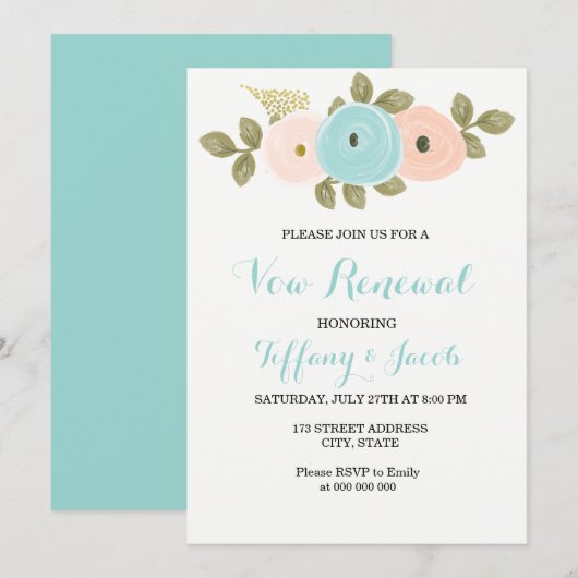 Blauwgroen de Uitnodiging van de Vernieuwing van d (Voorkant / Achterkant)