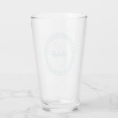 Blauwgroen decoratief cirkelmonogram Drink glas (Achterkant)