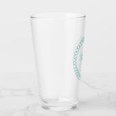 Blauwgroen decoratief cirkelmonogram Drink glas (Rechts)