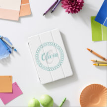 Blauwgroen decoratief cirkelmonogram