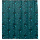 Blauwgroen decoratief schotelgordijn douchegordijn (Voorkant)