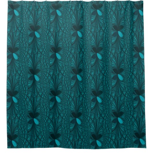 Blauwgroen decoratief schotelgordijn douchegordijn (Voorkant)