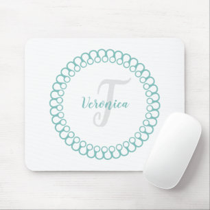 Blauwgroen Decoratieve Cirkel Monogram Muismat