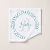 Blauwgroen decoratieve cirkeltoordset voor monogra bad handdoek (Wasdoekje)