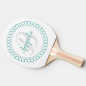 Blauwgroen decoratieve cirkelvormige monogram ping tafeltennisbatje (Zijkant)