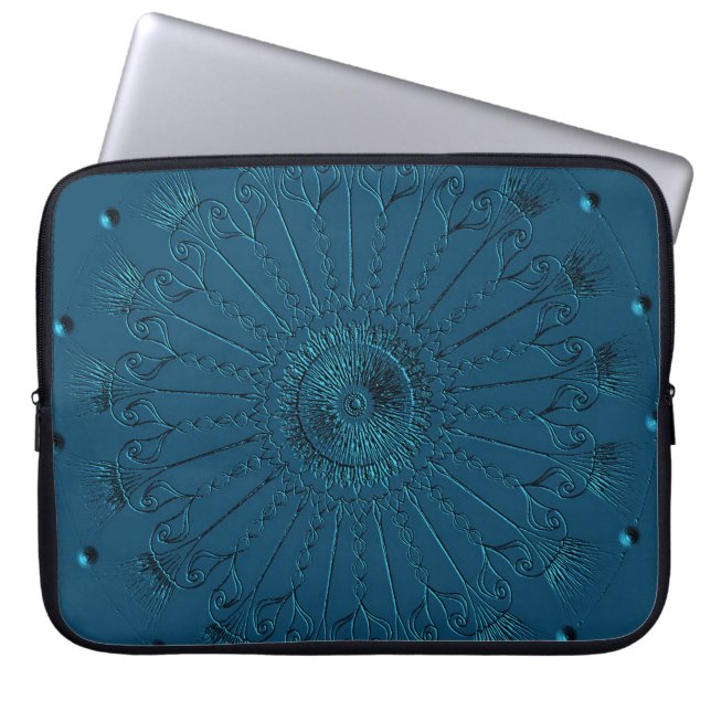 Blauwgroen decoratieve laptophoes laptop sleeve (Voorkant)