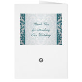 Blauwgroen demask op een zilveren achtergrondmenu (Achterkant)