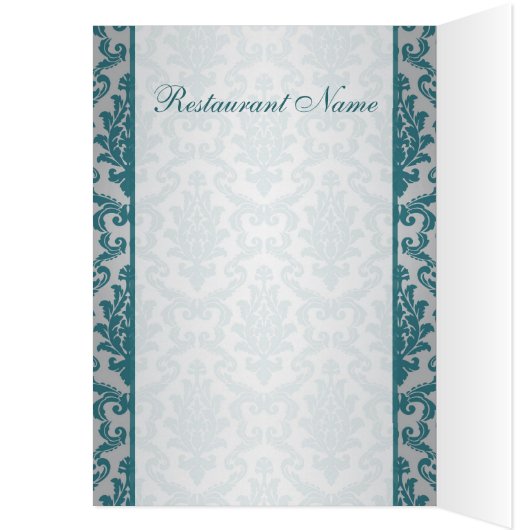 Blauwgroen demask op een zilveren achtergrondmenu (Binnen (Links))