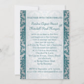 Blauwgroen demask op zilveren achtergrond Weddensc Kaart (Achterkant)