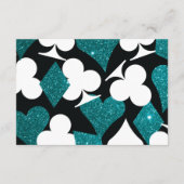 Blauwgroen Destiny Vegas bruiloft RSVP met maaltij Informatiekaartje (Achterkant)