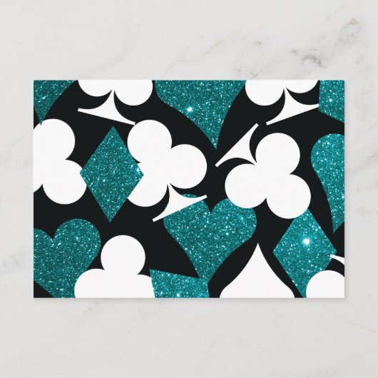 Blauwgroen Destiny Vegas bruiloft RSVP met maaltij Informatiekaartje (Achterkant)