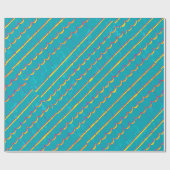 blauwgroen diagonaal strempatroon cadeaupapier (Vlak)