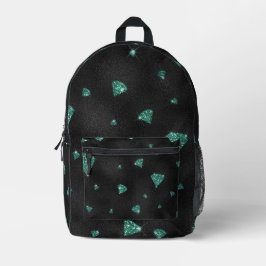 Blauwgroen diamanten (glitter look) bedrukte rugzak