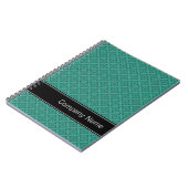 Blauwgroen diamantpatroon gepersonaliseerd notitieboek (Linkerzijde)