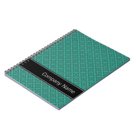 Blauwgroen diamantpatroon gepersonaliseerd notitieboek (Linkerzijde)