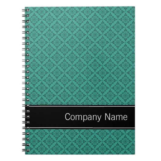 Blauwgroen diamantpatroon gepersonaliseerd notitieboek (Voorkant)