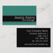 Blauwgroen diamantpatroon Modern Professional Visitekaartje (Voorkant / Achterkant)