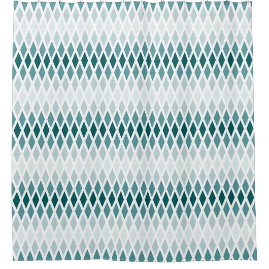 Blauwgroen Diamond Ombre Douchegordijn (Voorkant)