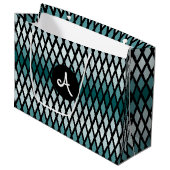 Blauwgroen Diamond Ombre Monogram Groot Cadeauzakje (Voorkant Gekanteld)