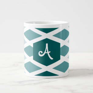 Blauwgroen Diamond Ombre Monogram Grote Koffiekop