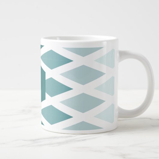 Blauwgroen Diamond Ombre Monogram Grote Koffiekop (Rechts)