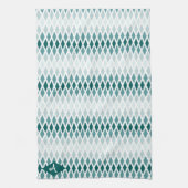 Blauwgroen Diamond Ombre Monogram Theedoek (Verticaal)