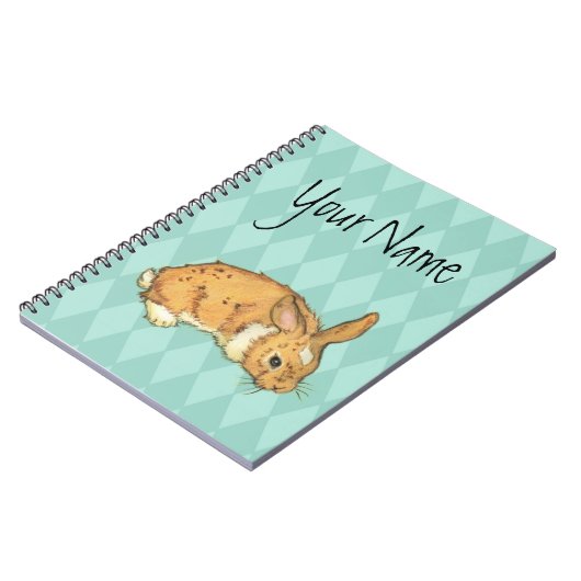 Blauwgroen Diamond Pattern Bunny Notitieboek (Linkerzijde)