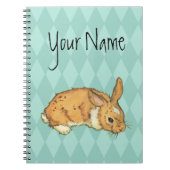 Blauwgroen Diamond Pattern Bunny Notitieboek (Voorkant)