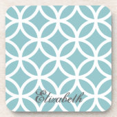Blauwgroen Diamond Pattern - Gepersonaliseerd Bier Onderzetter (Voorkant)