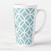 Blauwgroen Diamond Pattern - Gepersonaliseerd Latte Mok (Rechts)