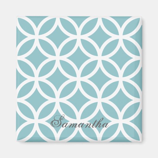 Blauwgroen Diamond Pattern - Gepersonaliseerd Magneet (Voorkant)