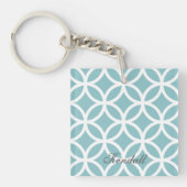 Blauwgroen Diamond Pattern - Gepersonaliseerd Sleutelhanger (voorkant)