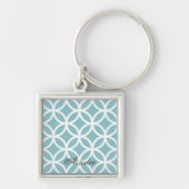 Blauwgroen Diamond Pattern - Gepersonaliseerd Sleutelhanger (Voorkant)