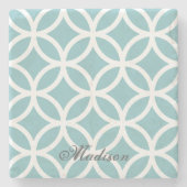 Blauwgroen Diamond Pattern - Gepersonaliseerd Stenen Onderzetter (Voorkant)