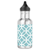 Blauwgroen Diamond Pattern - Gepersonaliseerd Waterfles (Rechts)