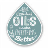 Blauwgroen Die Cut Essential Oil Drop Sticker (Voorkant)