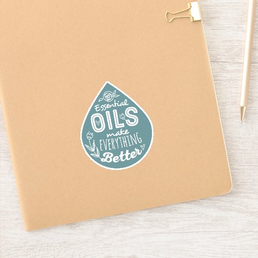 Blauwgroen Die Cut Essential Oil Drop Sticker (Notitieboek)