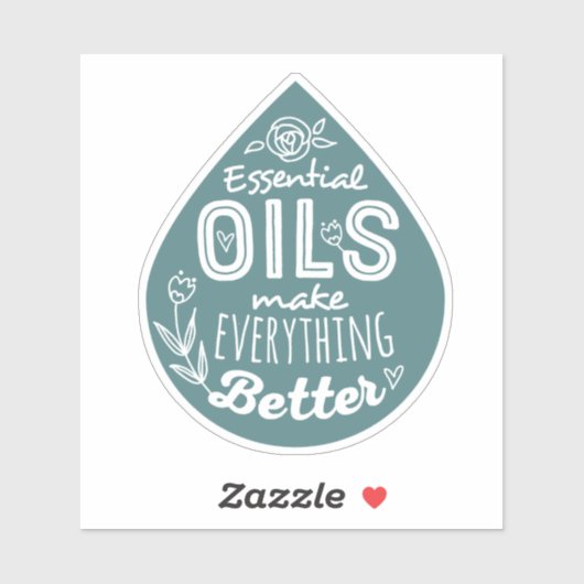 Blauwgroen Die Cut Essential Oil Drop Sticker (Vel)