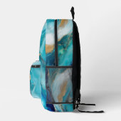 Blauwgroen diepten: Abstracte impressies van de oc Bedrukte Rugzak (Rechts)