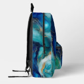 Blauwgroen diepten: Abstracte impressies van de oc Bedrukte Rugzak (Links)