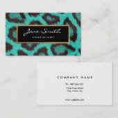 Blauwgroen dierenhuid, luipaard, faux Gold Foil Visitekaartje (Voorkant / Achterkant)