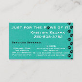 Blauwgroen dierenverzorging visitekaartje (Voorkant)