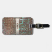 Blauwgroen digitaal leder Titanium-monogram Bagagelabel (Voorkant horizontaal)