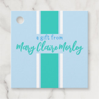 Blauwgroen dikke streepnaam bedankjes labels
