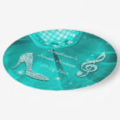 Blauwgroen Disco Ball en Heels Sweet 16 Papieren Bordje (Gekanteld)