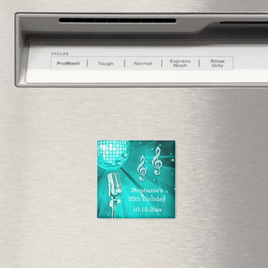 Blauwgroen Disco Ball en Retro Microfoon 55e Verja Magneet (Insitu (Vaatwasser))