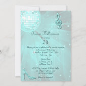 Blauwgroen Disco Ball en Sparkle Heels 30e Verjaar Kaart (Achterkant)