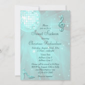 Blauwgroen Disco Ball en Sparkle Heels Sweet 16 Kaart (Achterkant)